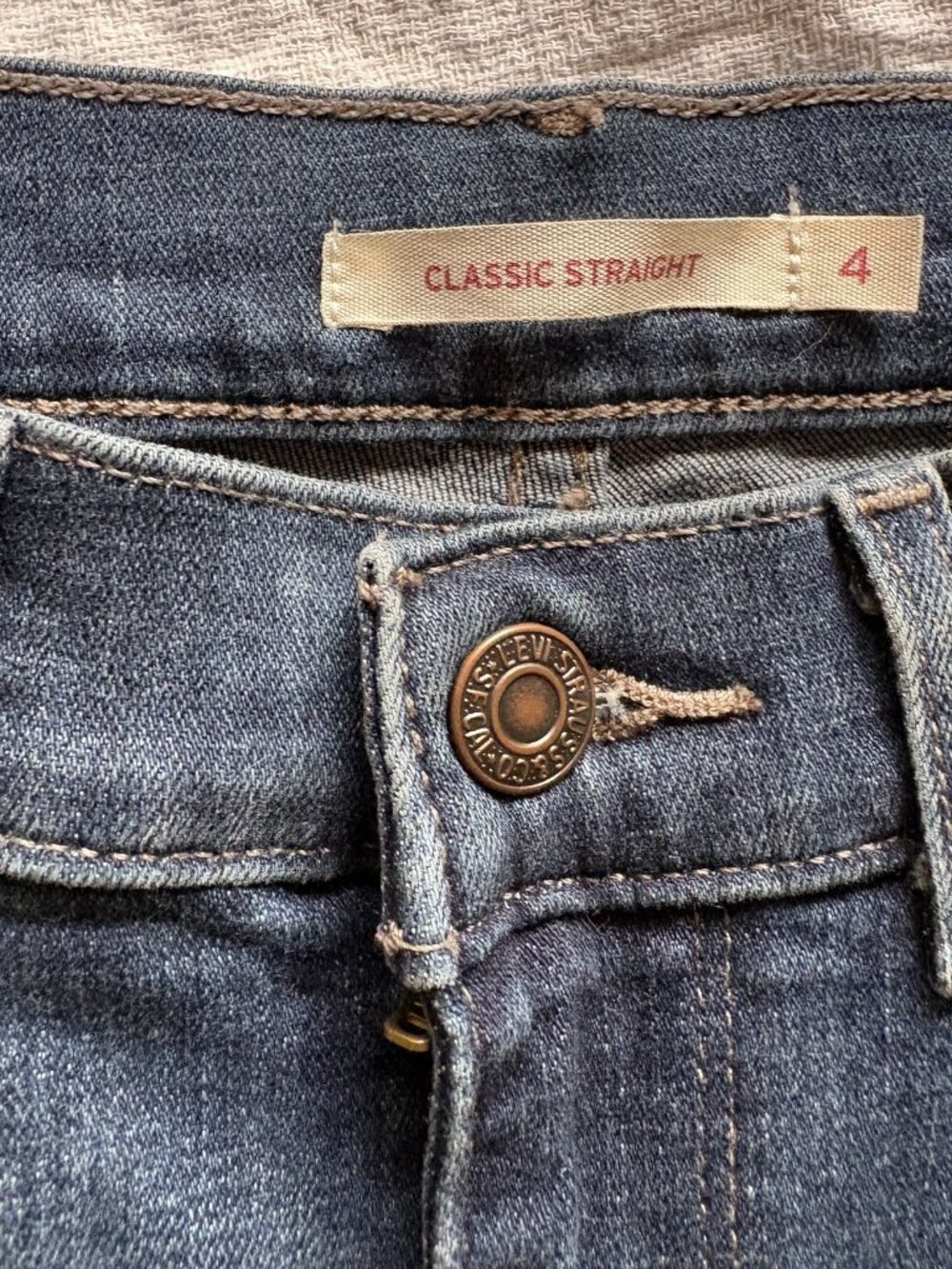 Levi's Classic Straight Jeans, Dark Stone Wash with Stretch, Size 4